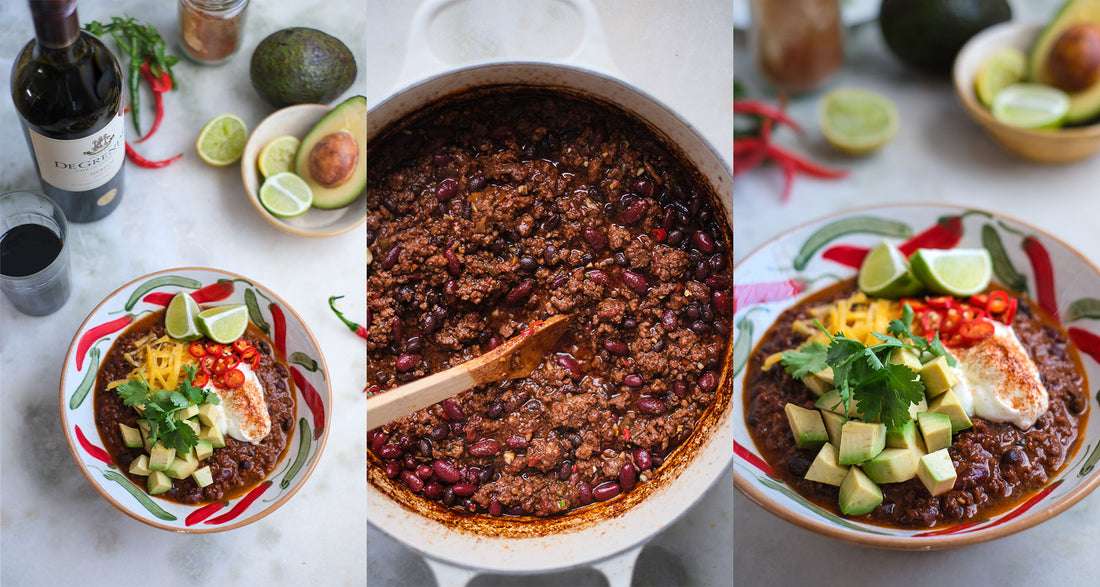 Chilli Con Carne with De Grendel Merlot