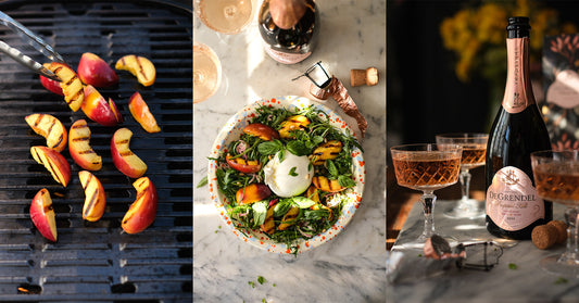Grilled Nectarine & Burrata Salad with Proposal Hill Cap Classique